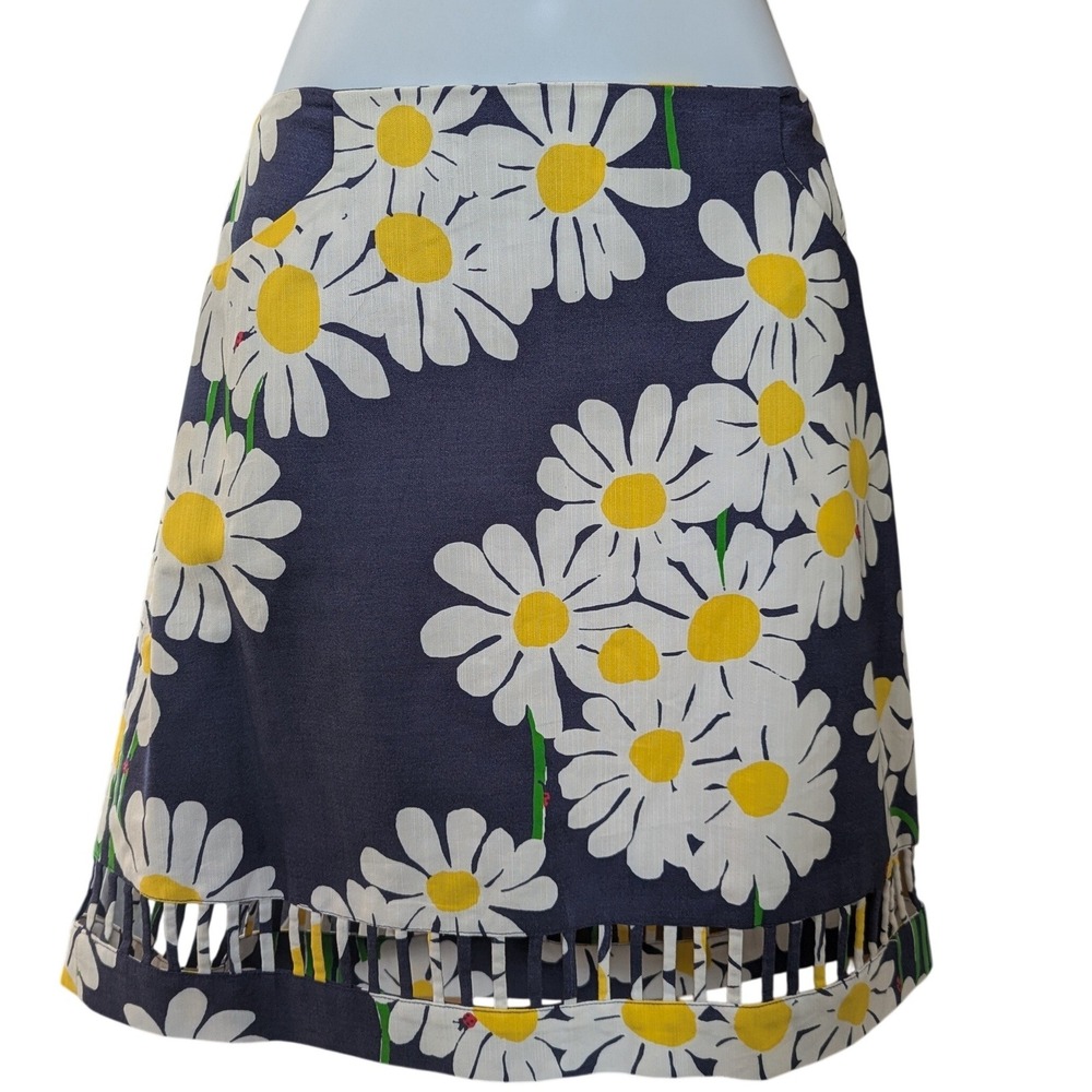 Lilly Pulitzer Originals Navy Daisy Ladybug Cutout Hem Mini Skirt Size 6 NEW